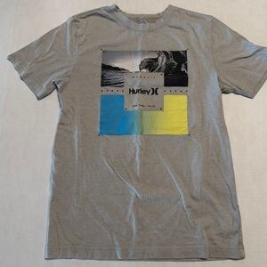 Boys Hurley 10/12 Gray Graphic Tee Crew Neck Short Sleeve T-Shirt Classic Casual